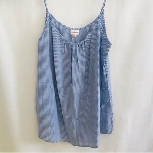 COPY - White and light blue super soft striped cami with adjustable straps. 100…